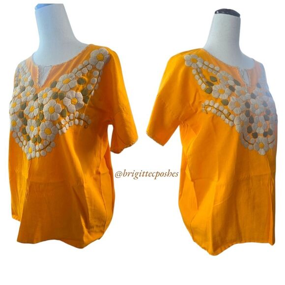 HANDMADE Traditional Embroidered Mexican Blouse - Picture 3 of 12